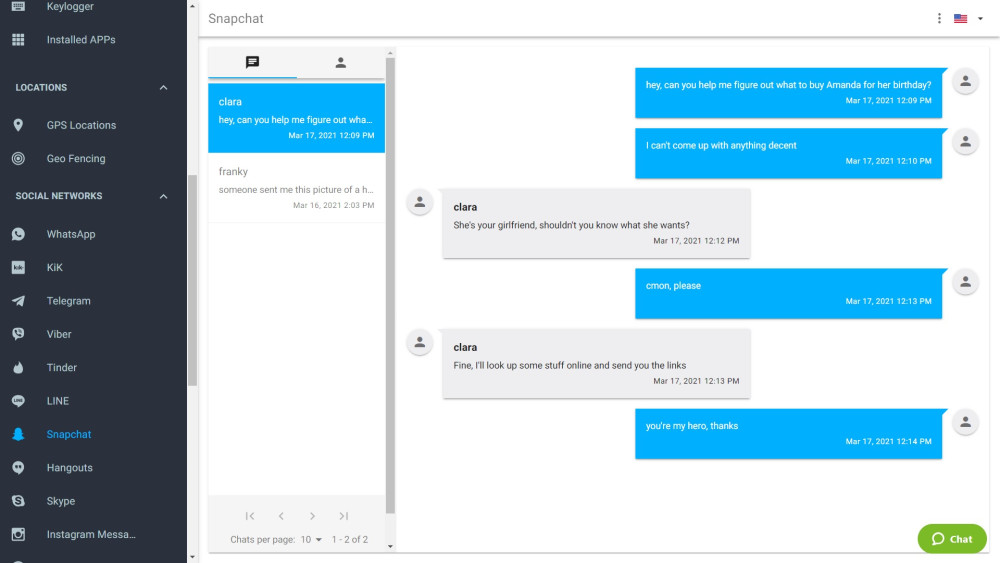 mSpy Snapchat monitoring